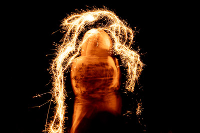 A light portrait of a person's back